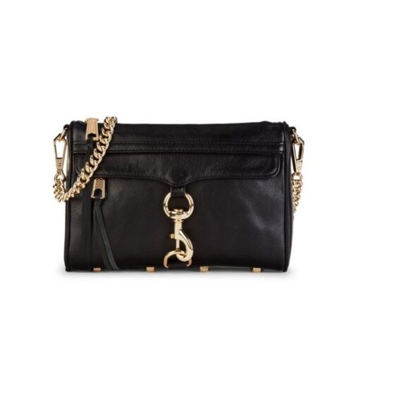 REBECCA MINKOFF Mini Mac Leather Crossbody Bag In Black - Picture 1 of 13